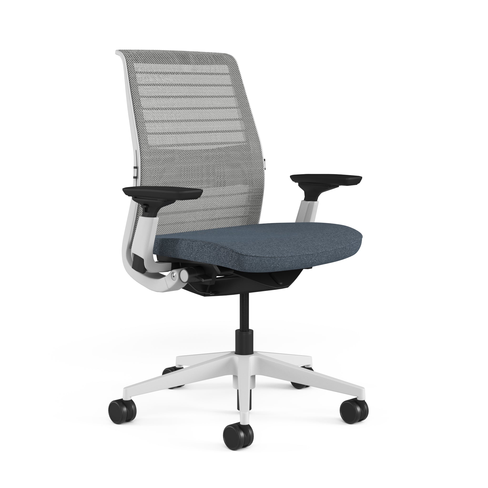 Mesh back 3D Knit Nickel; Seat fabric Medley Blue; Frame Seagull