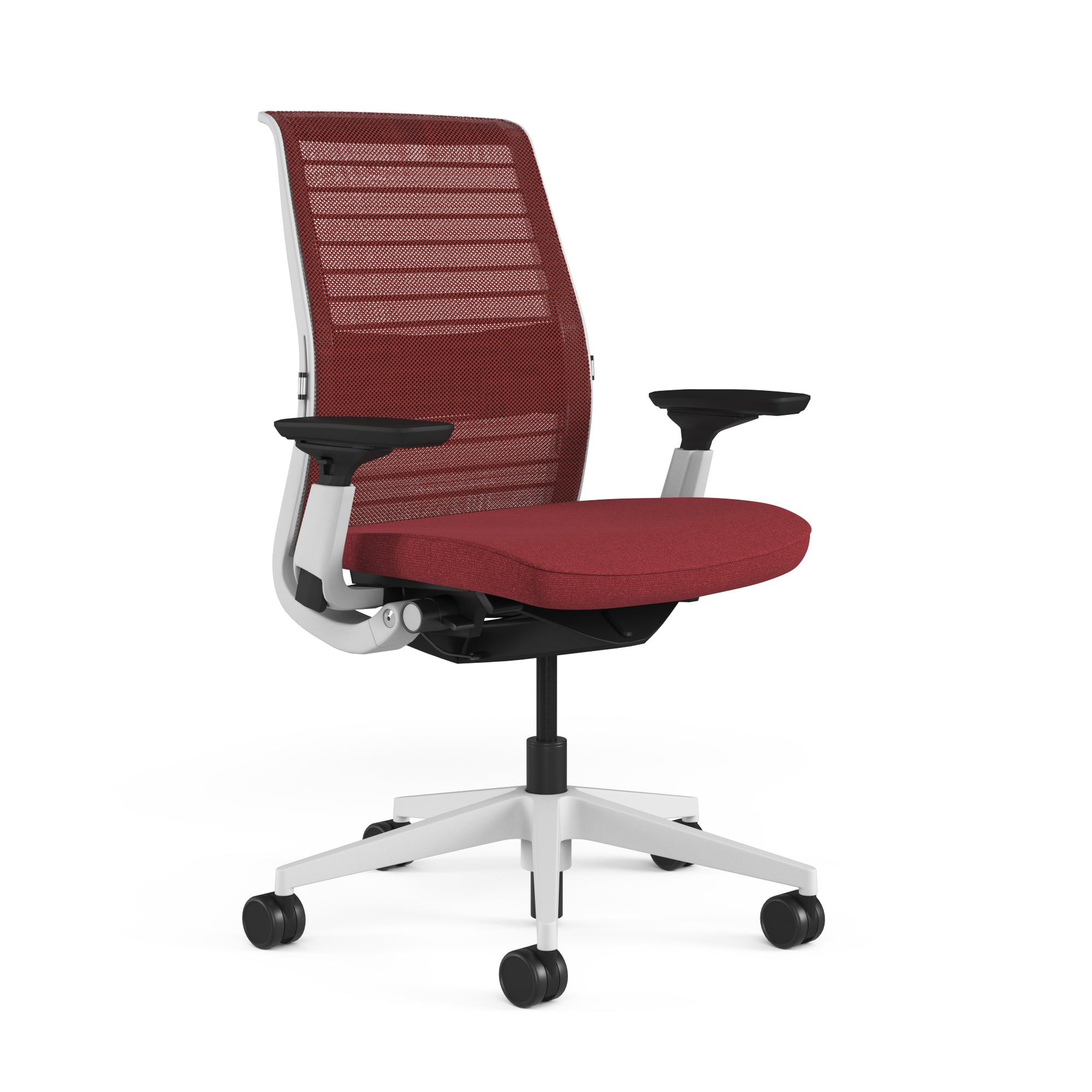 Mesh back 3D Knit Scarlet; Seat fabric Medley Cherry Red; Frame Seagull