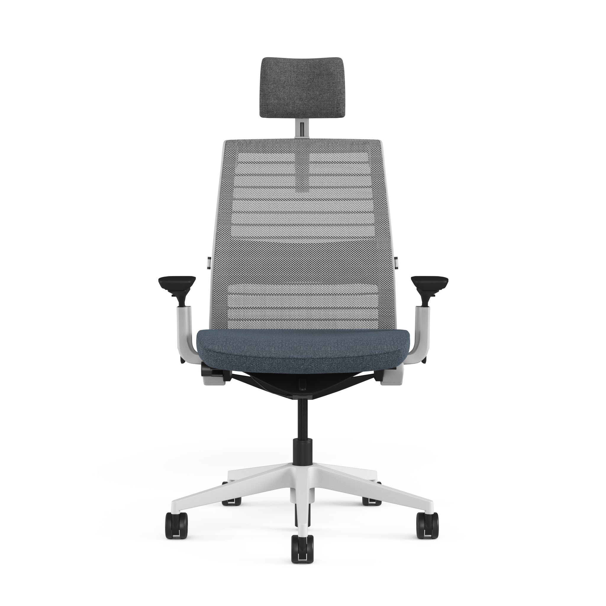 Mesh back 3D Knit Nickel; Seat fabric Medley Blue; Frame Seagull