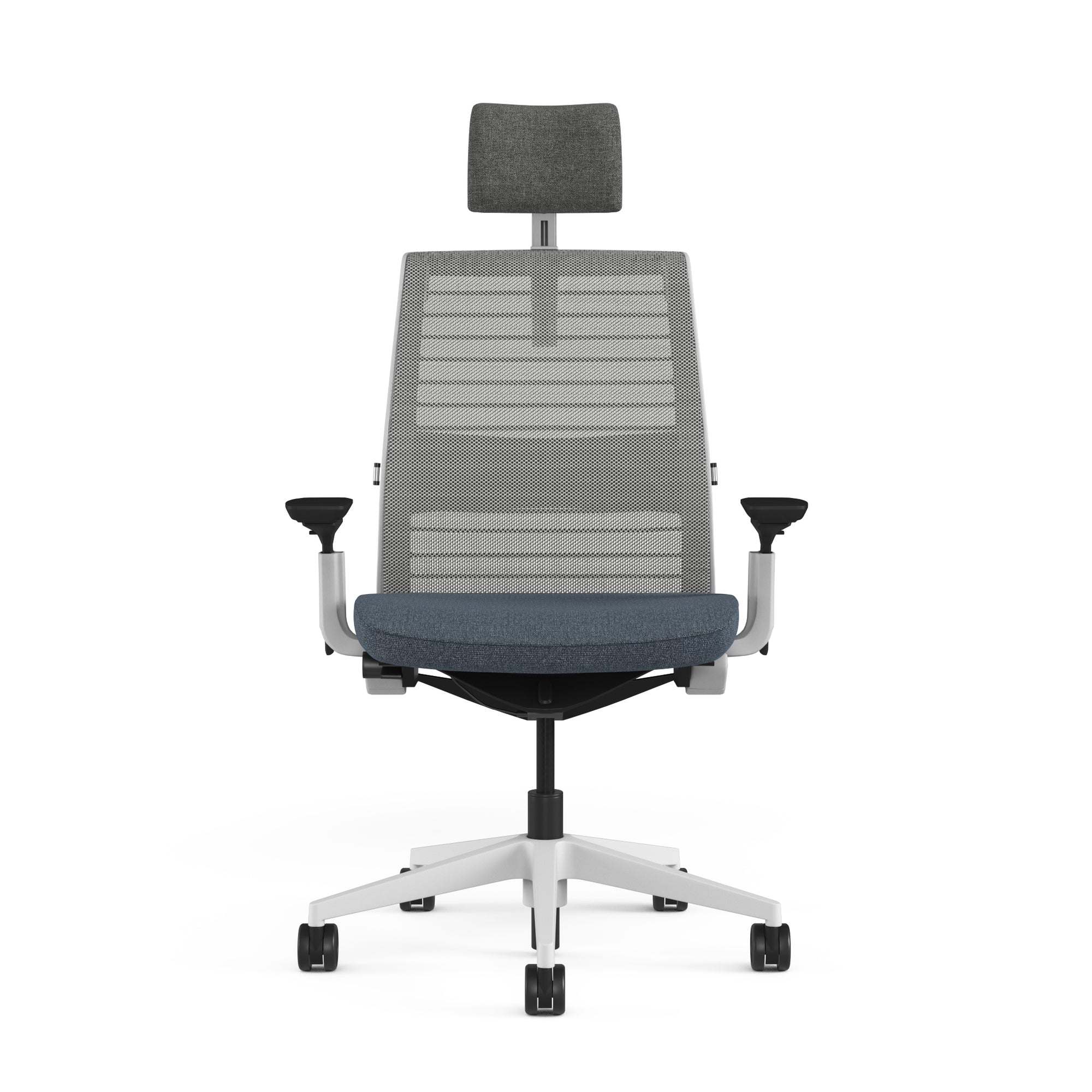 Mesh back 3D Knit Nickel; Seat fabric Medley Blue; Frame Seagull