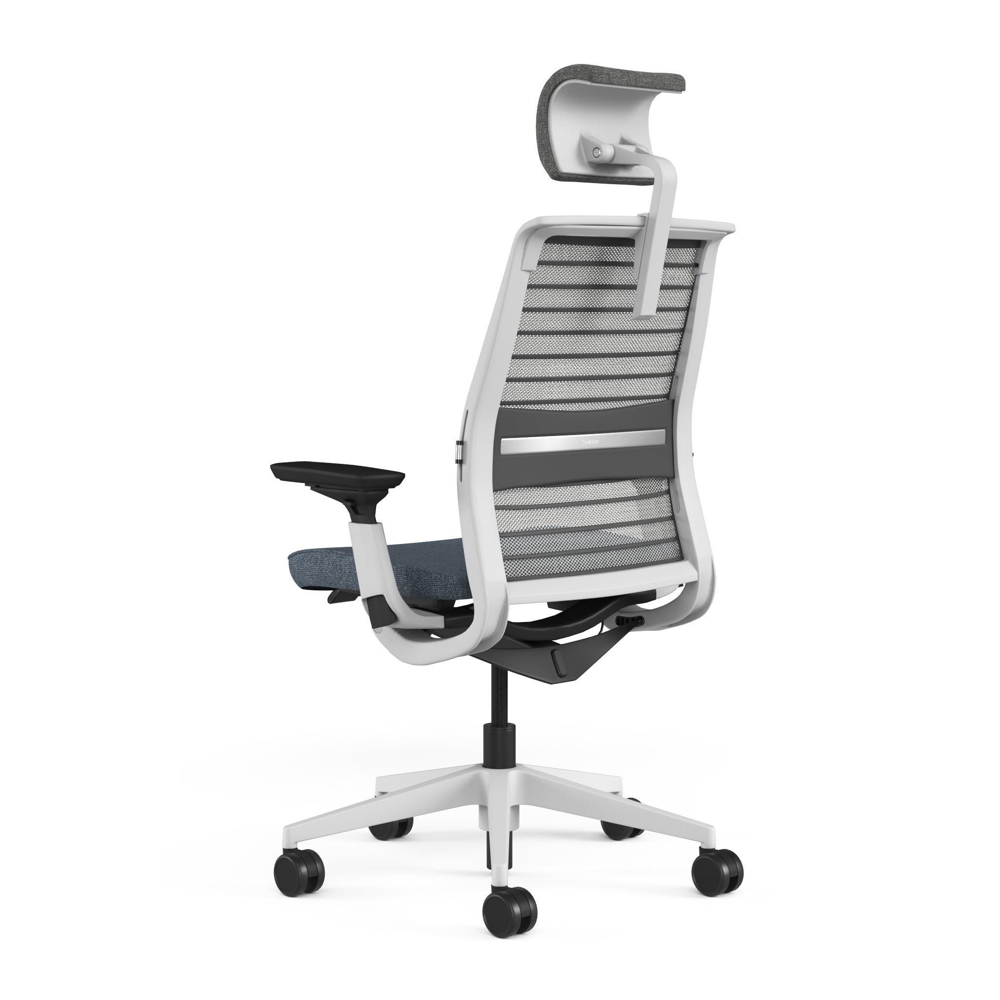 Mesh back 3D Knit Nickel; Seat fabric Medley Blue; Frame Seagull