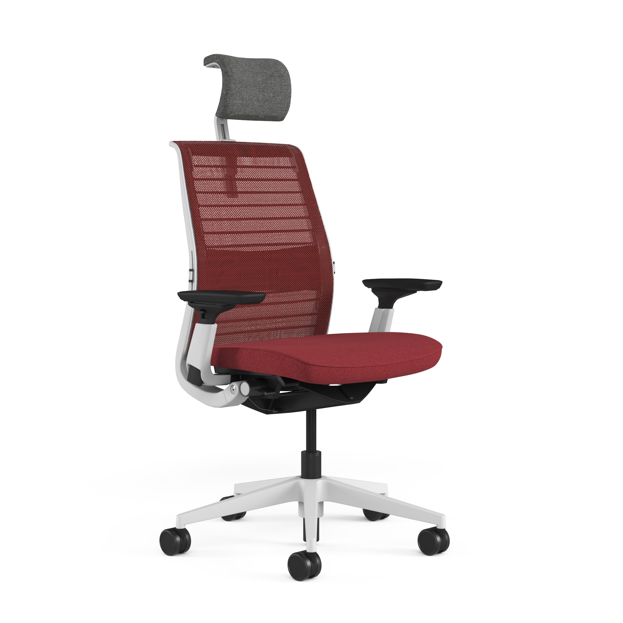 Mesh back 3D Knit Scarlet; Seat fabric Medley Cherry Red; Frame Seagull