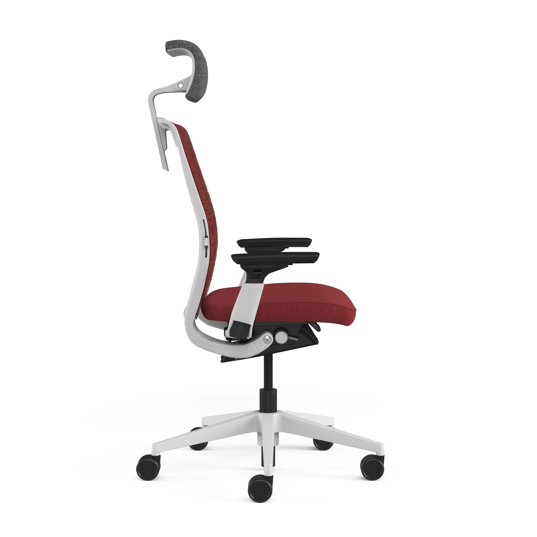 Mesh back 3D Knit Scarlet; Seat fabric Medley Cherry Red; Frame Seagull