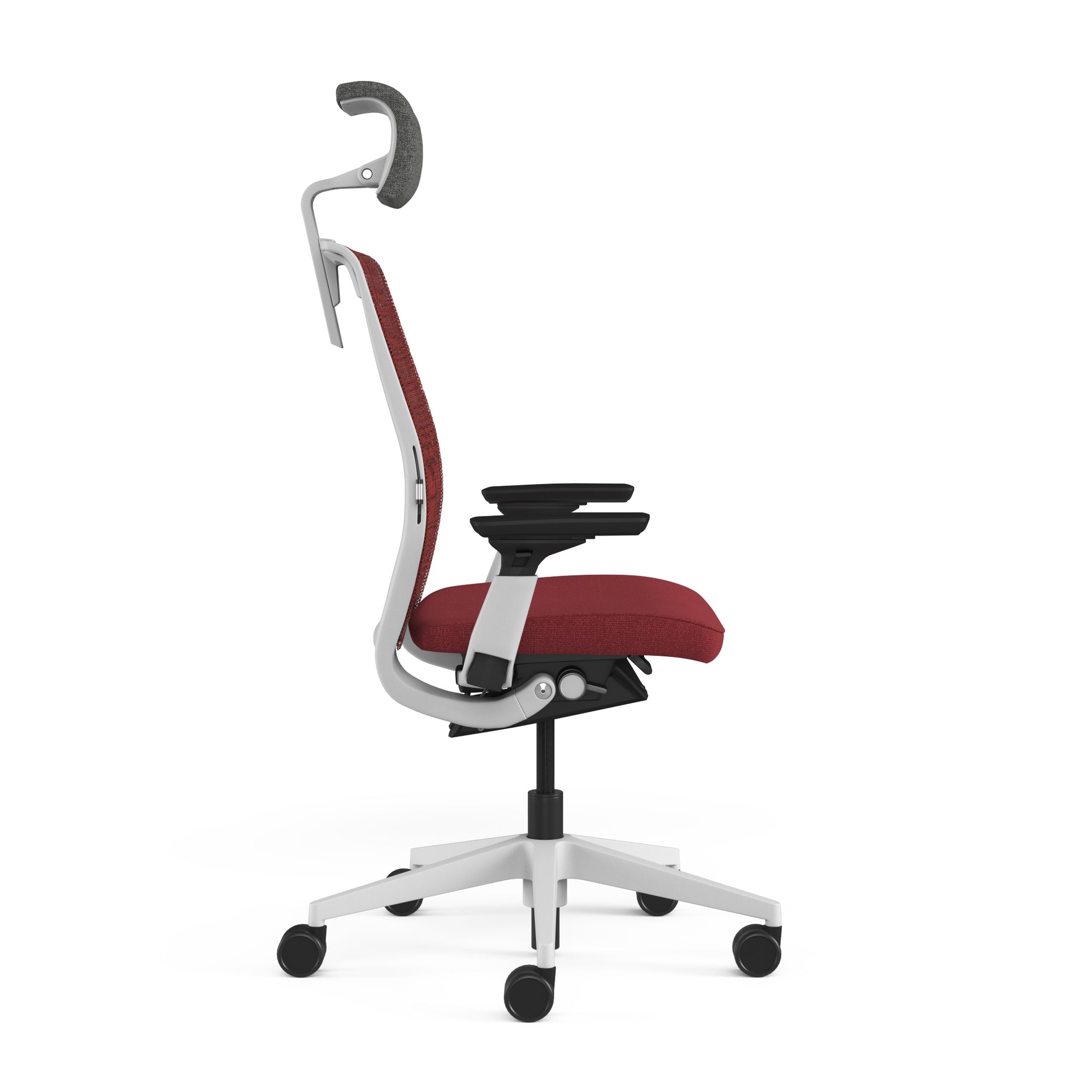 Mesh back 3D Knit Scarlet; Seat fabric Medley Cherry Red; Frame Seagull