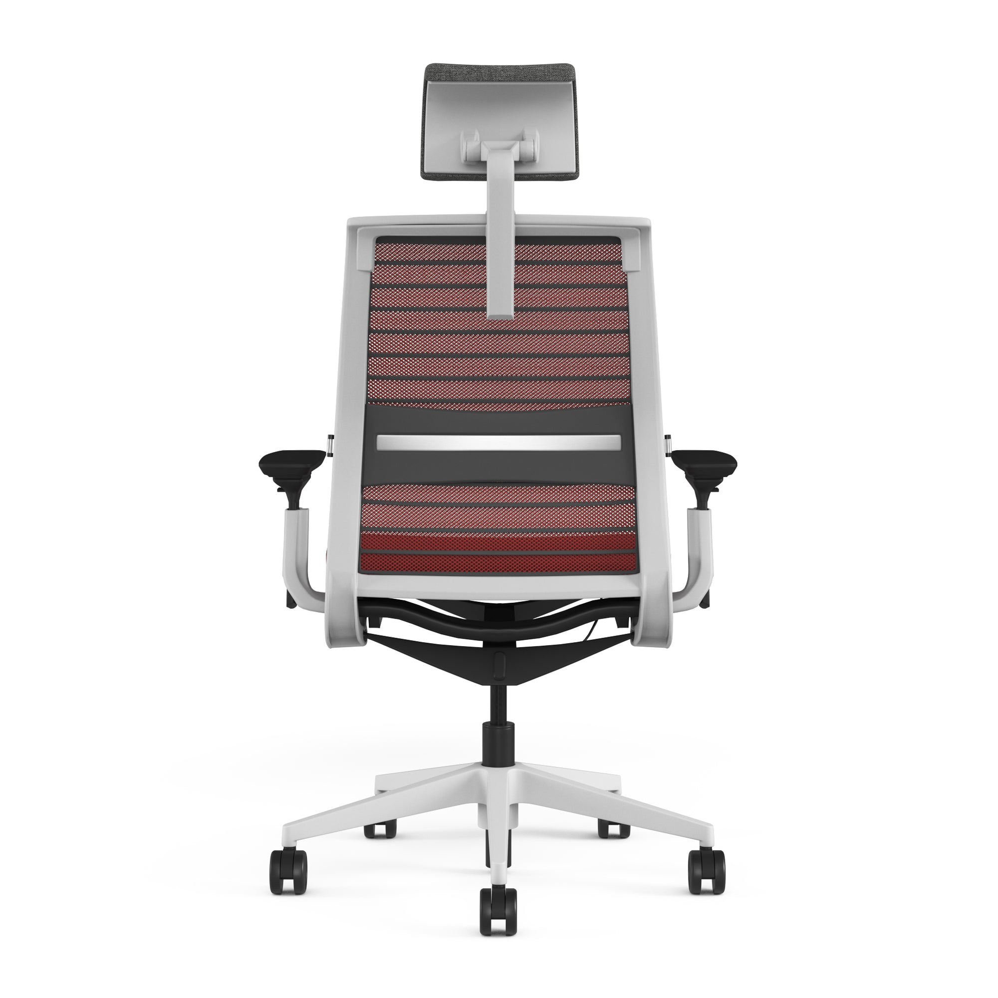 Mesh back 3D Knit Scarlet; Seat fabric Medley Cherry Red; Frame Seagull