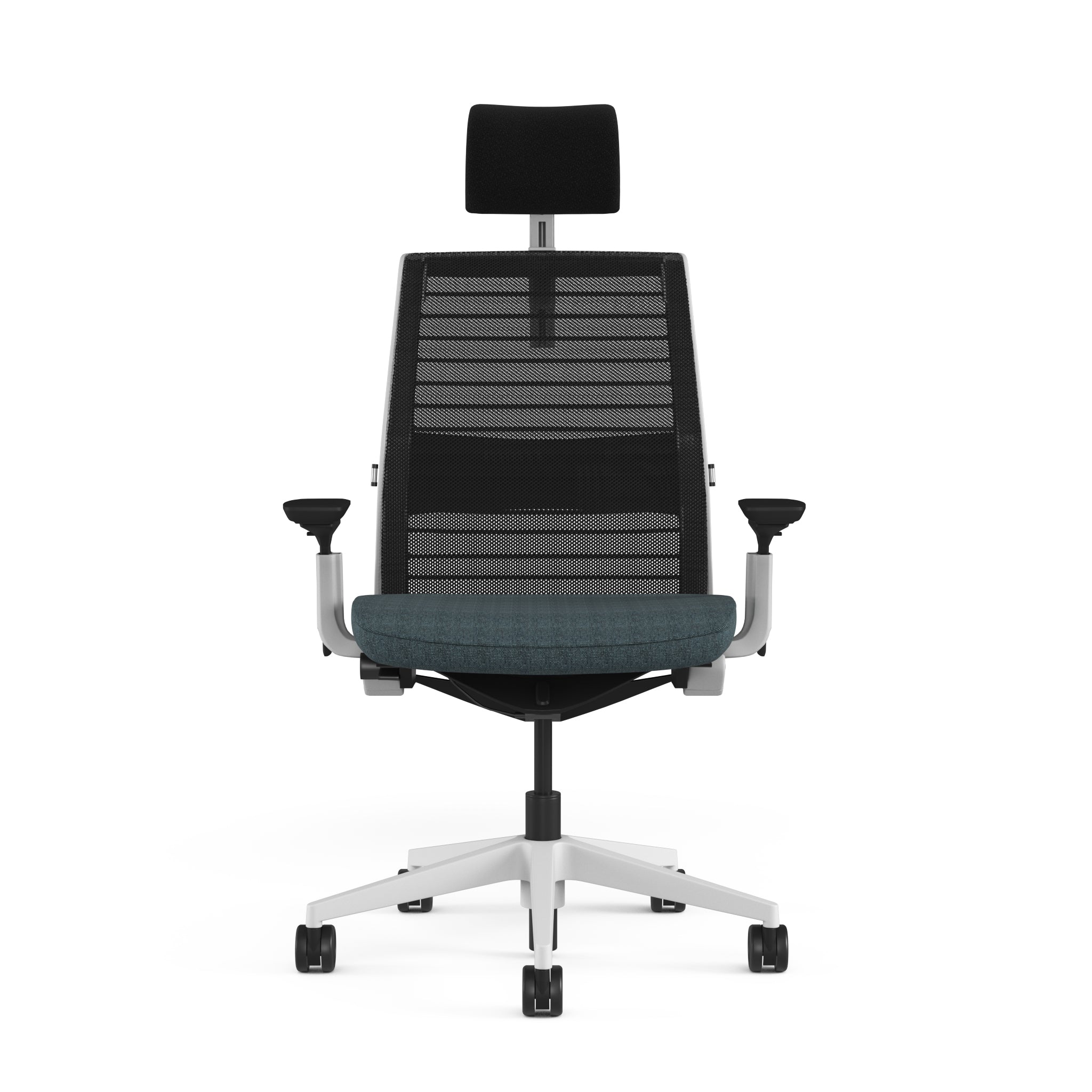 Mesh back 3D Knit Black; Seat fabric Deep Teal; Frame Seagull