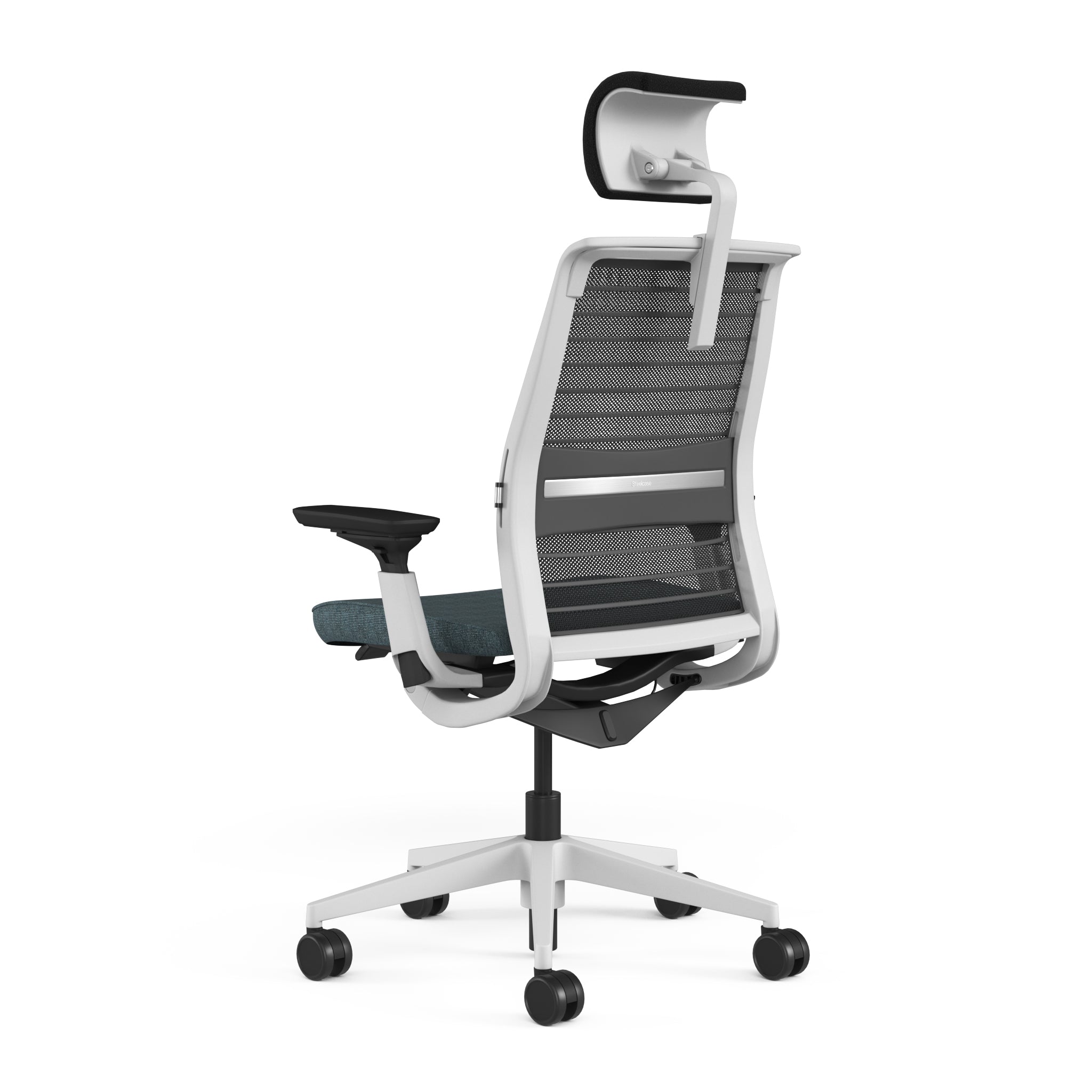 Mesh back 3D Knit Black; Seat fabric Deep Teal; Frame Seagull
