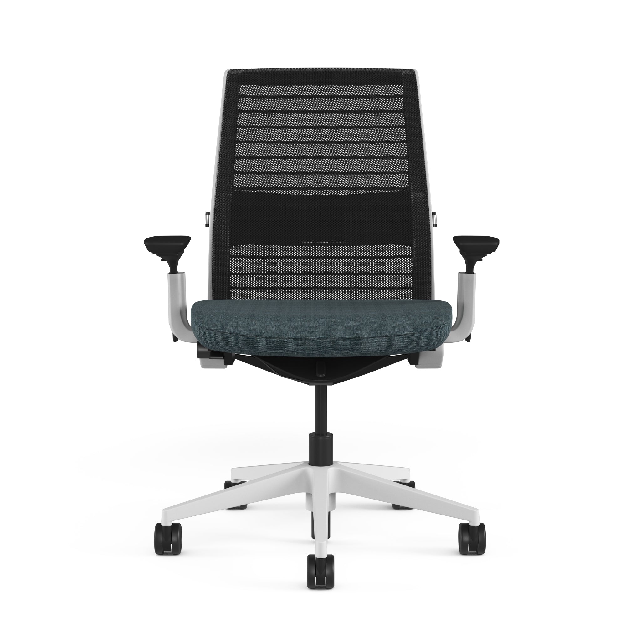 Mesh back 3D Knit Black; Seat fabric Deep Teal; Frame Seagull