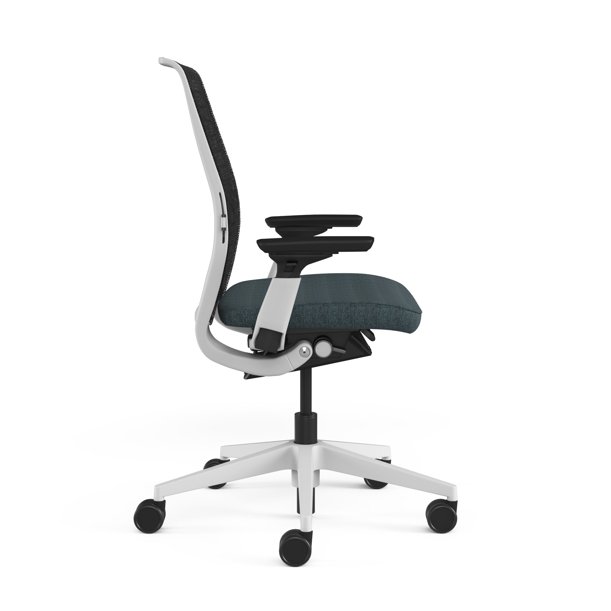 Mesh back 3D Knit Black; Seat fabric Deep Teal; Frame Seagull