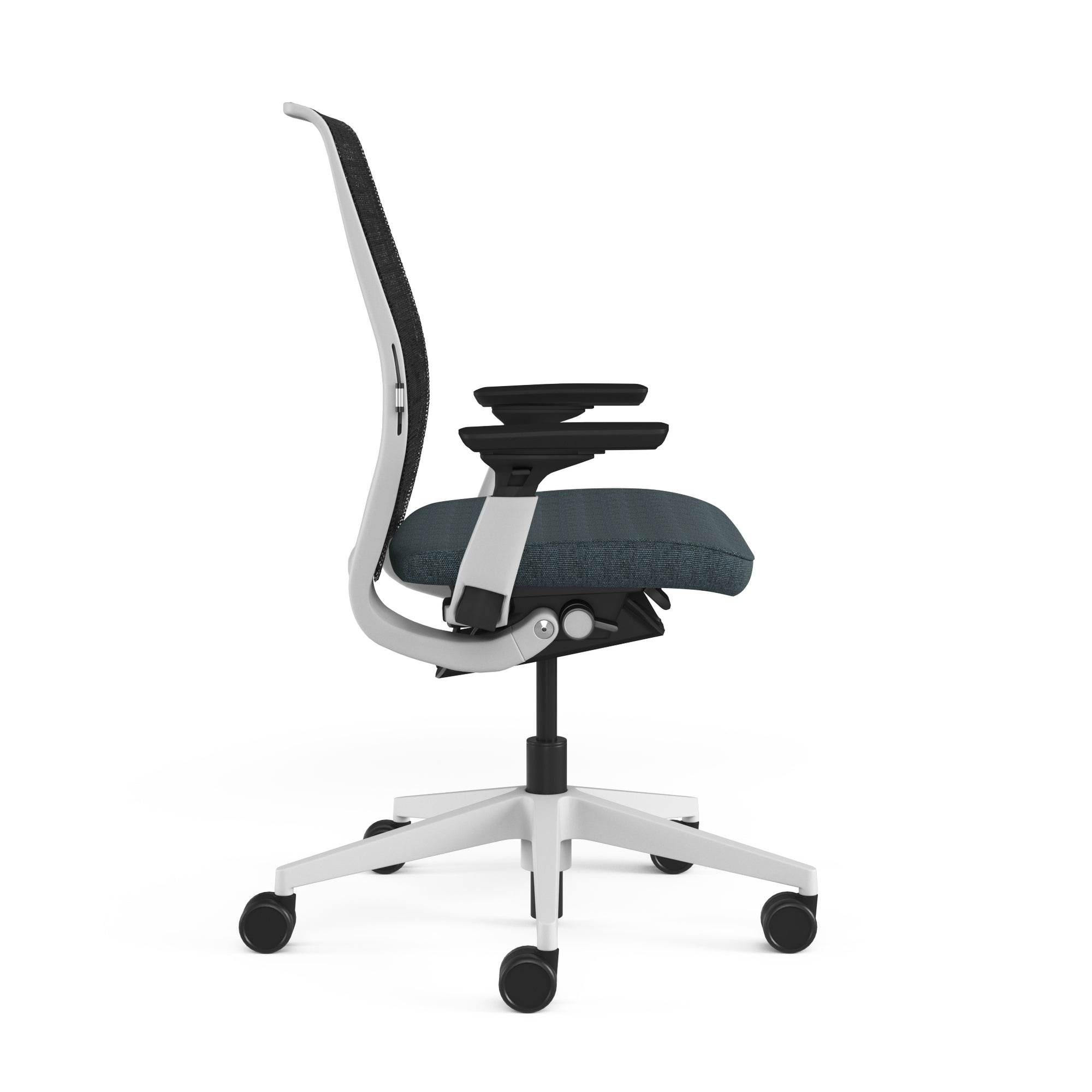 Mesh back 3D Knit Black; Seat fabric Deep Teal; Frame Seagull