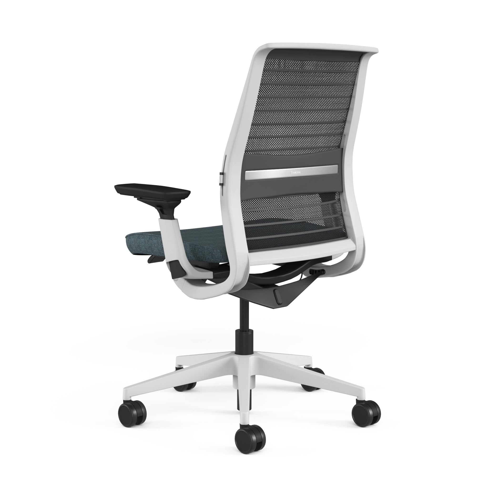 Mesh back 3D Knit Black; Seat fabric Deep Teal; Frame Seagull