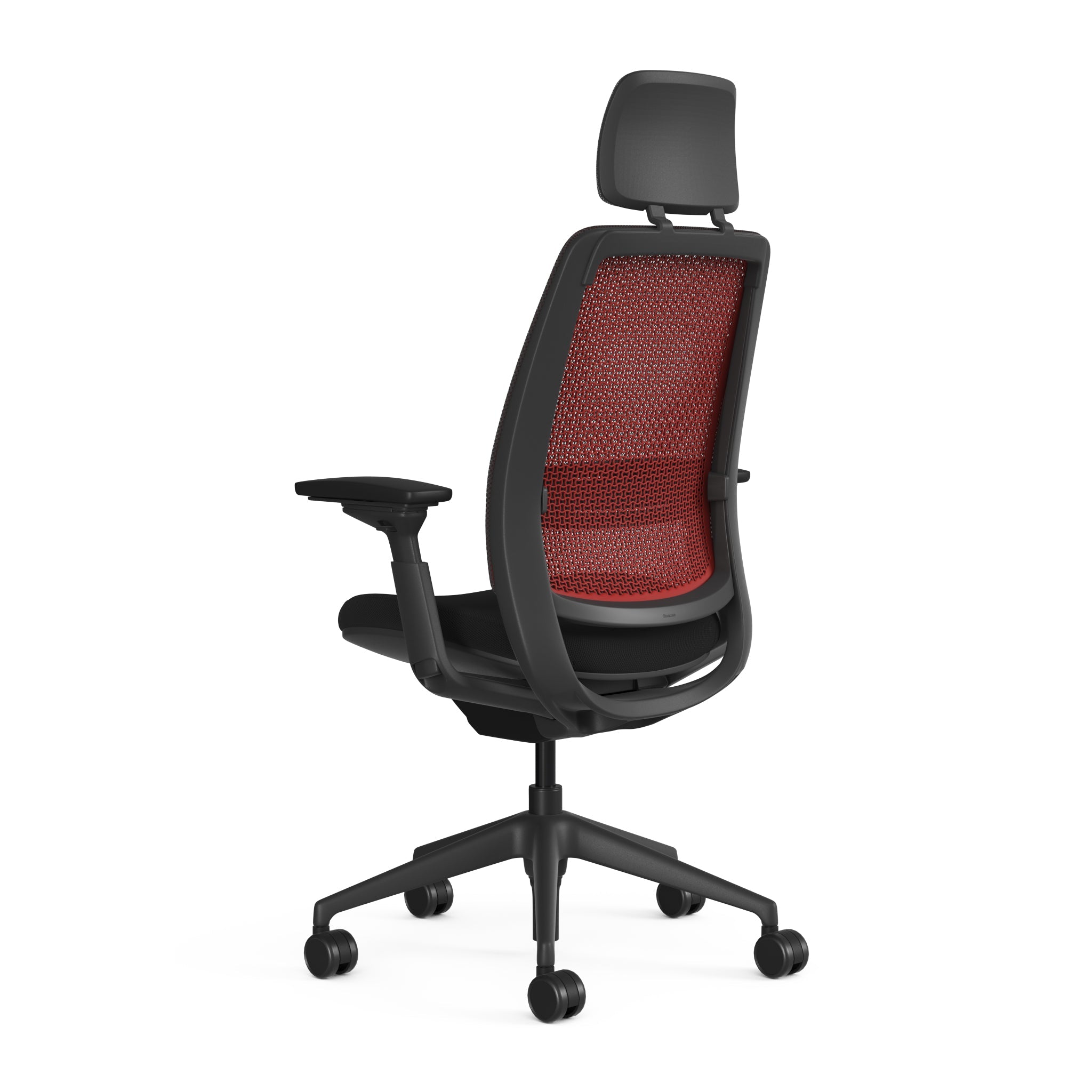 Meshback 3D Microknit Scarlet; Adjustable Lumbar; Seat Cogent Connect Licorice; Frame Black