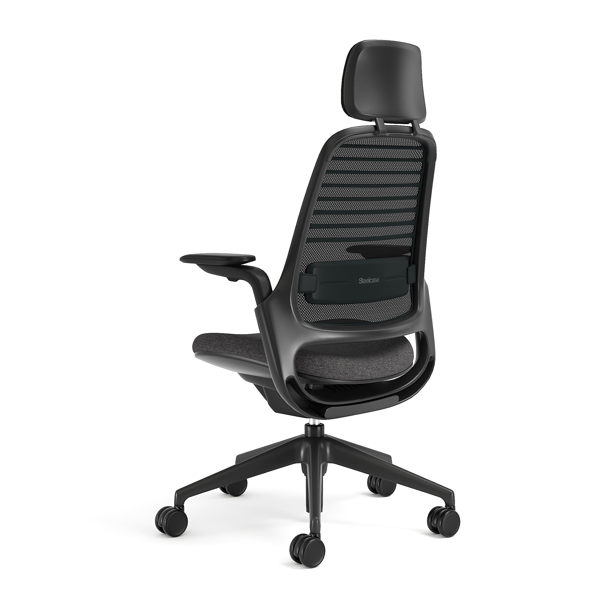 Meshback 3D Microknit Licorice; Seat fabric Otto Charcoal; Frame Black